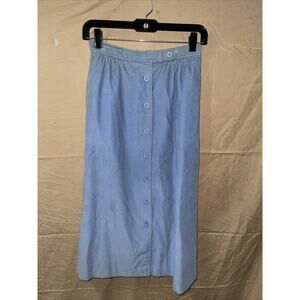Vintage Country Suburbans Light Blue Corduroy Button Front Skirt Sz 8
